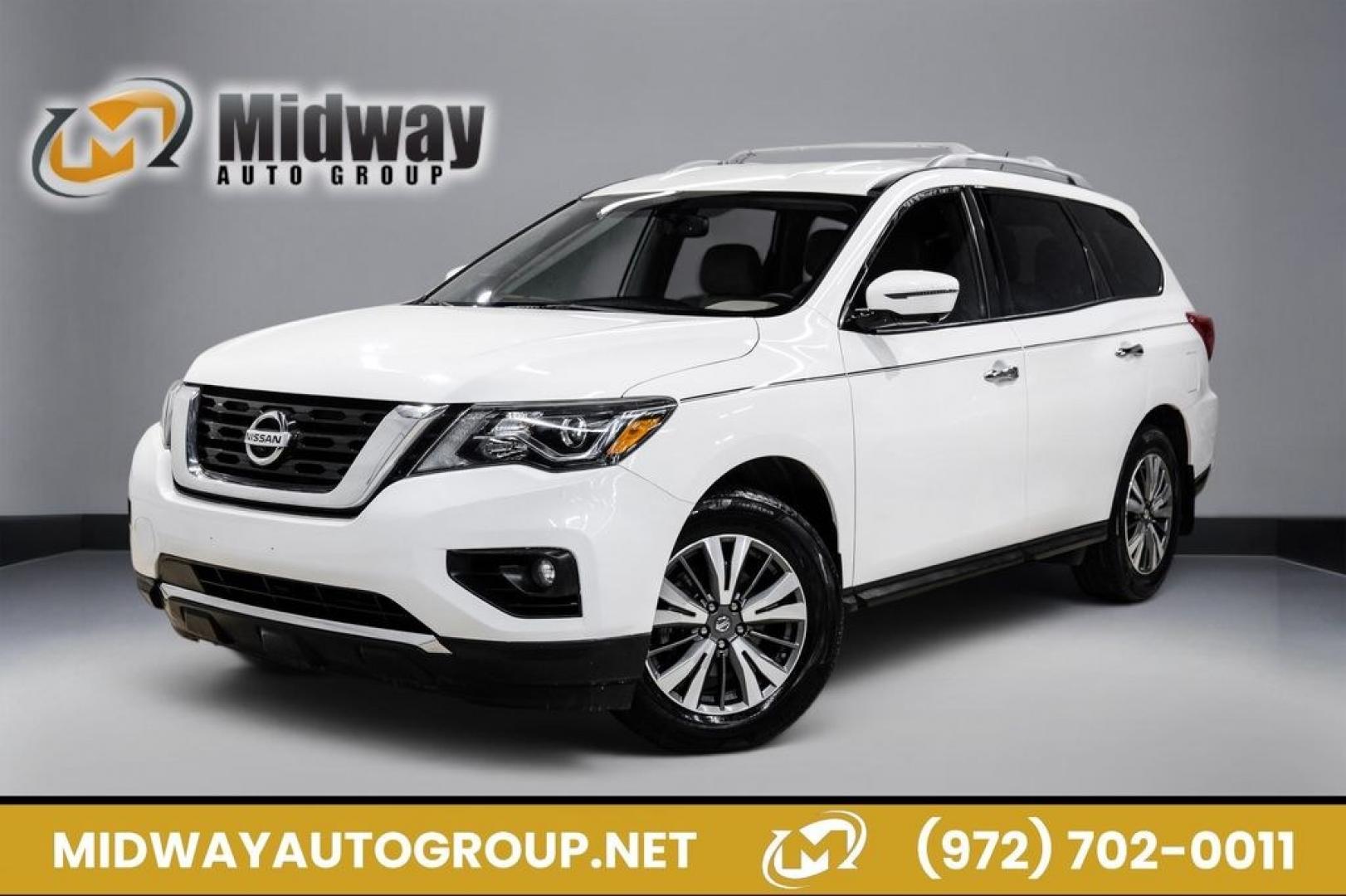 2017 Glacier White /Almond Nissan Pathfinder SL (5N1DR2MN3HC) with an V6 engine, CVT transmission, located at 15300 Midway Rd., Addison, TX, 75001, (972) 702-0011, 32.958321, -96.838074- Photo#0