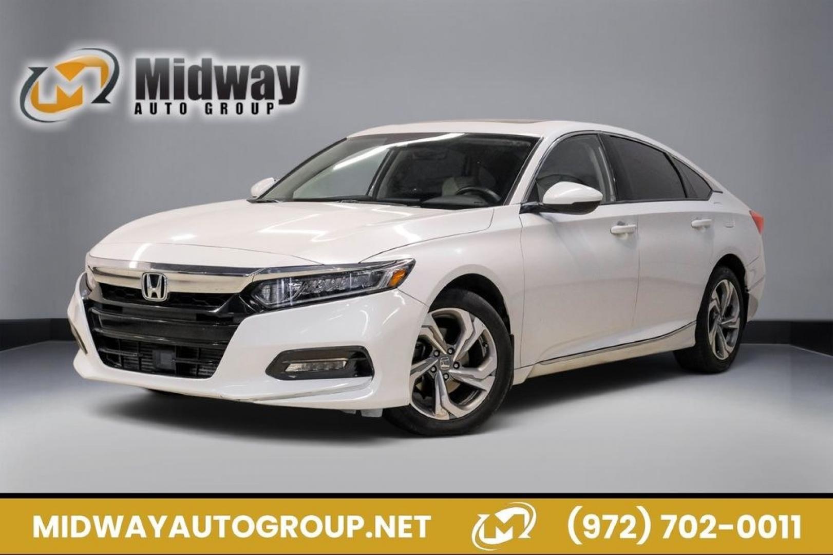 2019 Platinum White Pearl /Ivory Honda Accord EX-L (1HGCV1F58KA) with an 1.5T I4 DOHC 16V Turbocharged VTEC engine, CVT transmission, located at 15300 Midway Rd., Addison, TX, 75001, (972) 702-0011, 32.958321, -96.838074- Photo#0