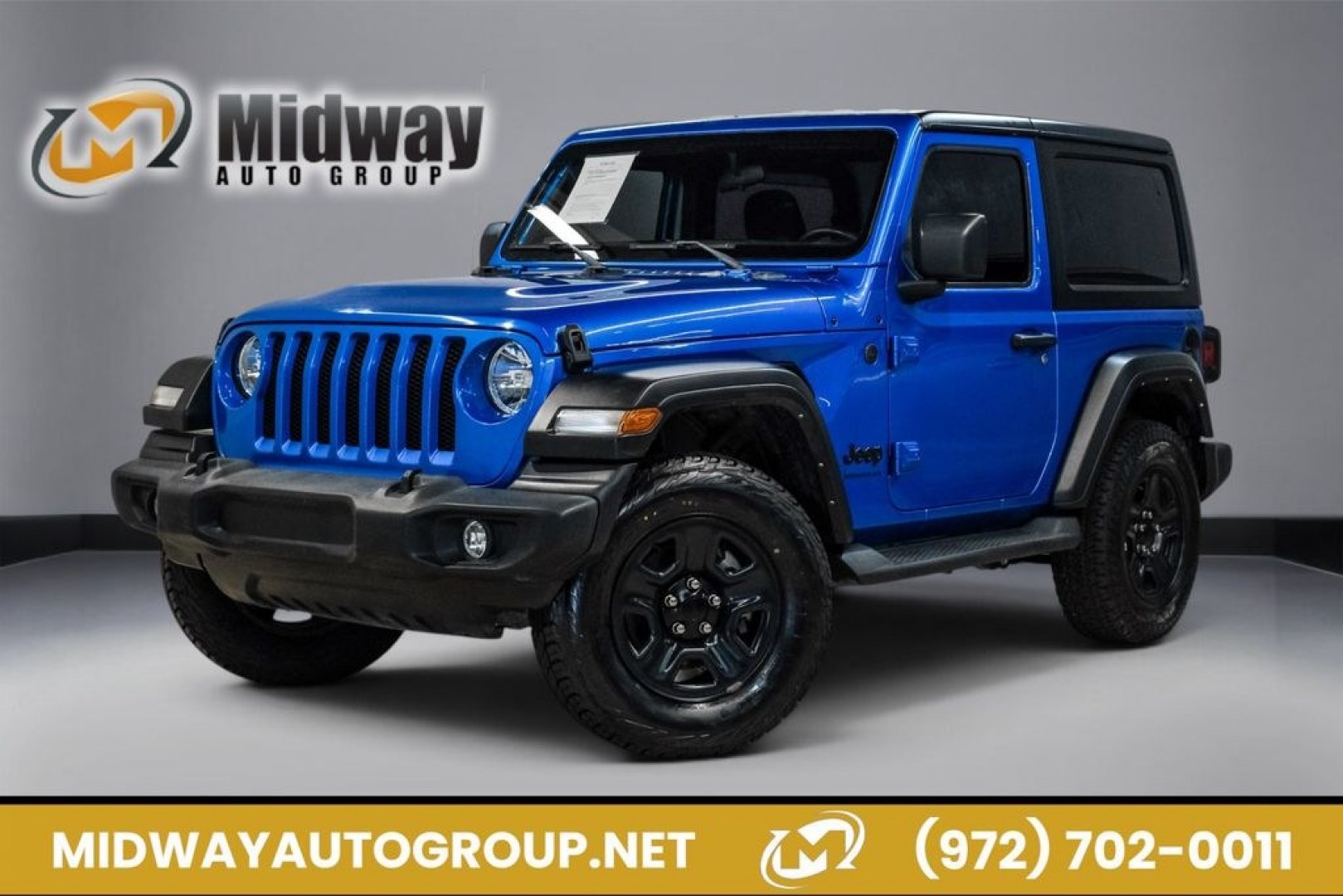 2022 Blue Pearl /Black Jeep Wrangler Sport (1C4GJXAG0NW) with an 3.6L V6 24V VVT engine, Manual transmission, located at 15300 Midway Rd., Addison, TX, 75001, (972) 702-0011, 32.958321, -96.838074- Photo#0