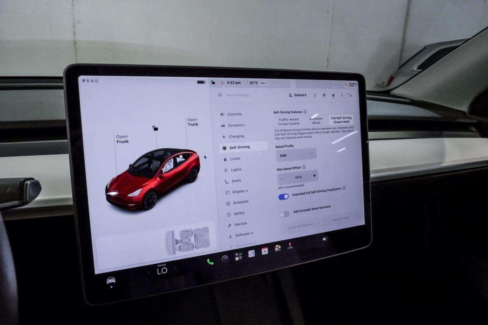 2022 Red Multi-Coat /White/Black Tesla Model Y Long Range (7SAYGDEEXNF) with an Electric Motor engine, Automatic transmission, located at 15300 Midway Rd., Addison, TX, 75001, (972) 702-0011, 32.958321, -96.838074- Photo#26