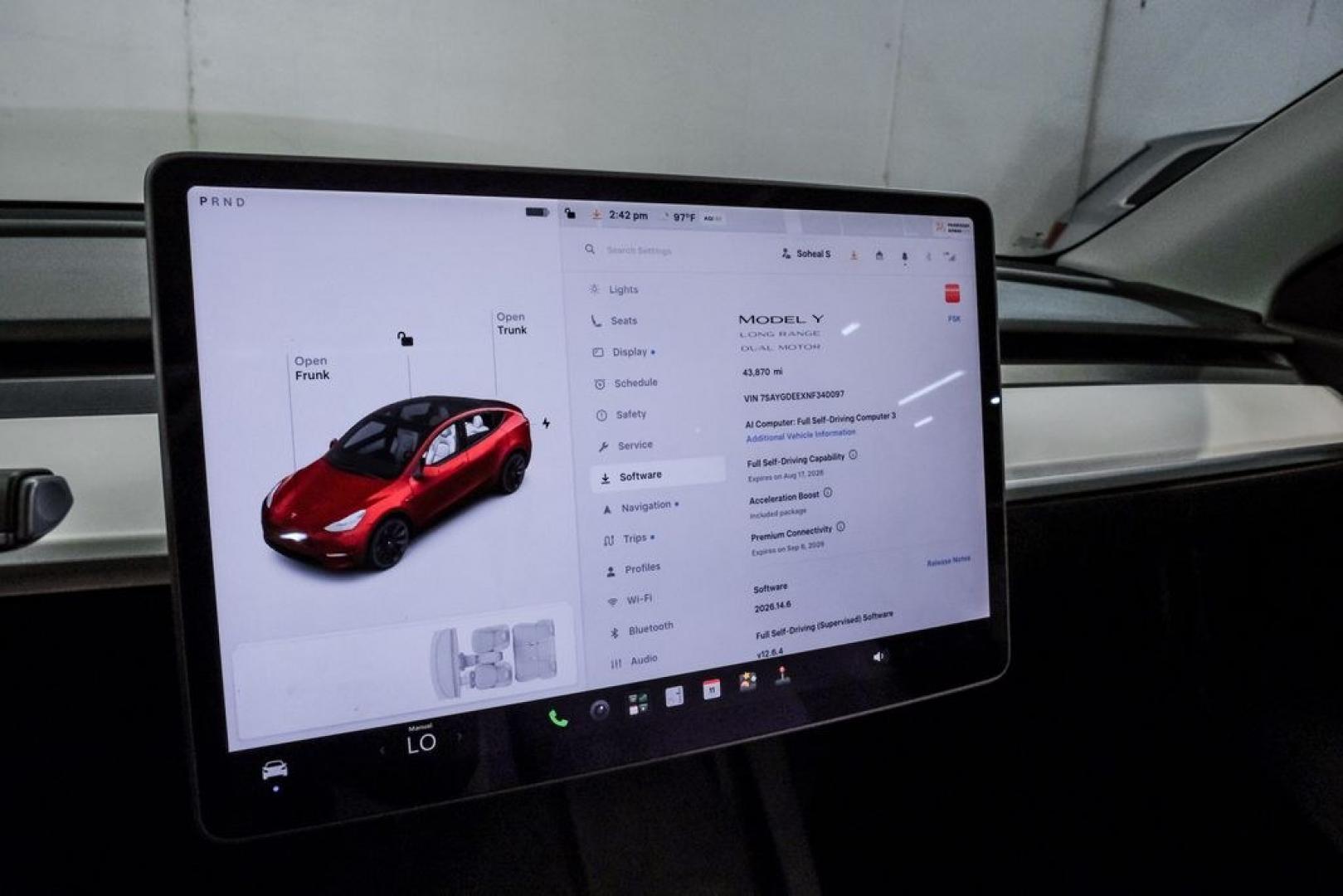 2022 Red Multi-Coat /White/Black Tesla Model Y Long Range (7SAYGDEEXNF) with an Electric Motor engine, Automatic transmission, located at 15300 Midway Rd., Addison, TX, 75001, (972) 702-0011, 32.958321, -96.838074- Photo#30