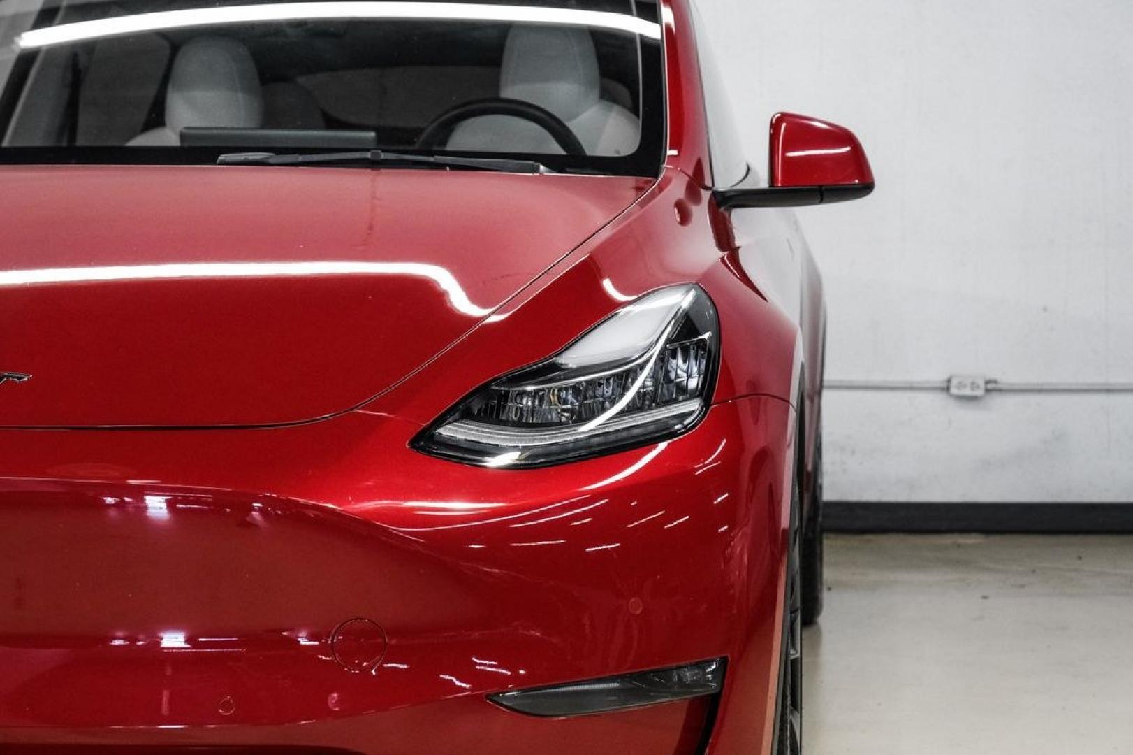 2022 Red Multi-Coat /White/Black Tesla Model Y Long Range (7SAYGDEEXNF) with an Electric Motor engine, Automatic transmission, located at 15300 Midway Rd., Addison, TX, 75001, (972) 702-0011, 32.958321, -96.838074- Photo#48