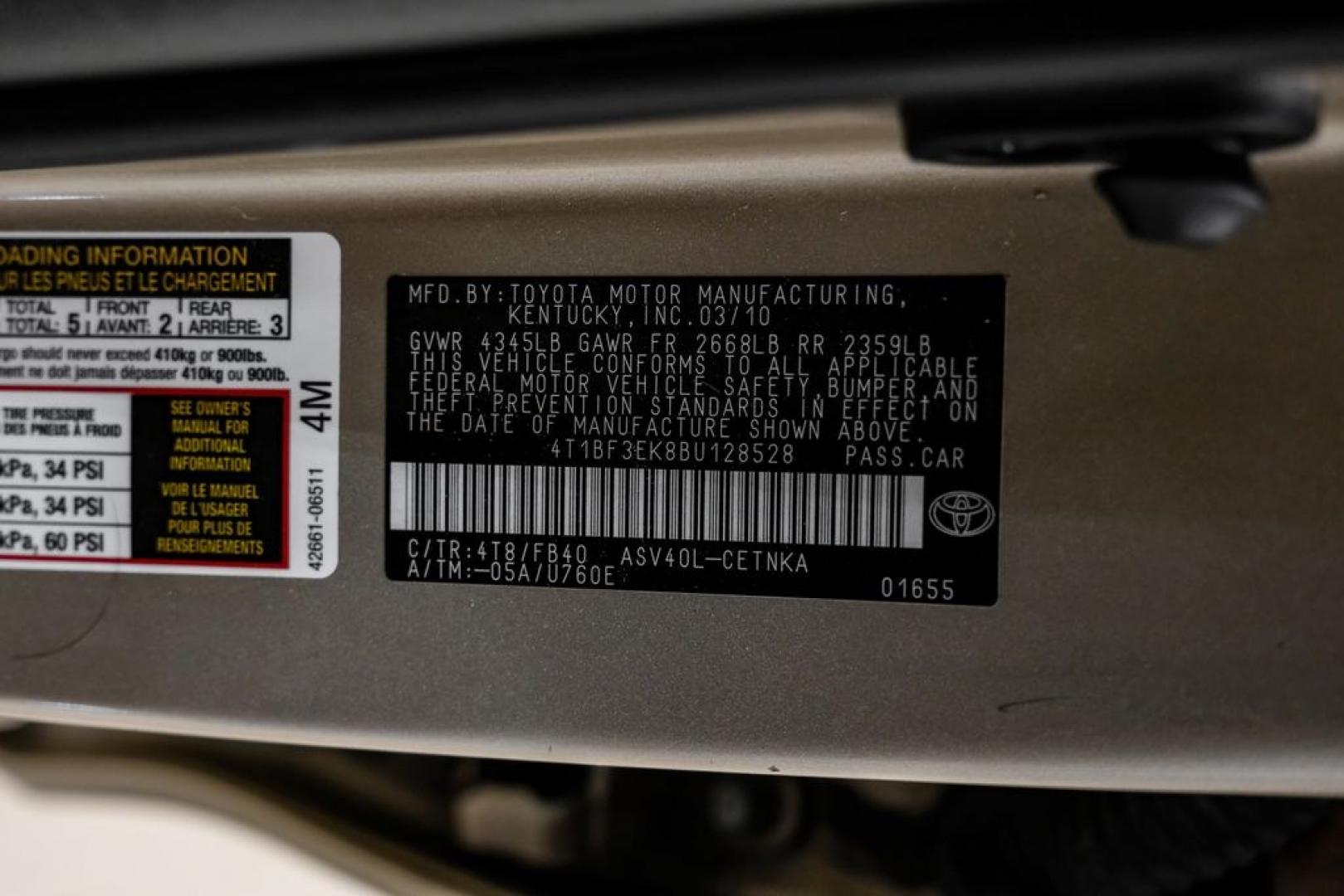 2011 Sandy Beach Metallic /Bisque Toyota Camry LE (4T1BF3EK8BU) with an 2.5L I4 SMPI DOHC engine, Automatic transmission, located at 15300 Midway Rd., Addison, TX, 75001, (972) 702-0011, 32.958321, -96.838074- Photo#59