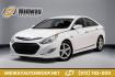 2014 Diamond White Pearl /Camel Hyundai Sonata Hybrid Limited (KMHEC4A41EA) with an 2.4L 4-Cylinder Atkinson-Cycle Hybrid engine, Automatic transmission, located at 15300 Midway Rd., Addison, TX, 75001, (972) 702-0011, 32.958321, -96.838074- Photo#0