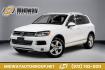 2014 Pure White /Saddle Brown Volkswagen Touareg 3.6L (WVGEF9BPXED) with an 3.6L V6 DOHC engine, Automatic transmission, located at 15300 Midway Rd., Addison, TX, 75001, (972) 702-0011, 32.958321, -96.838074- Photo#0