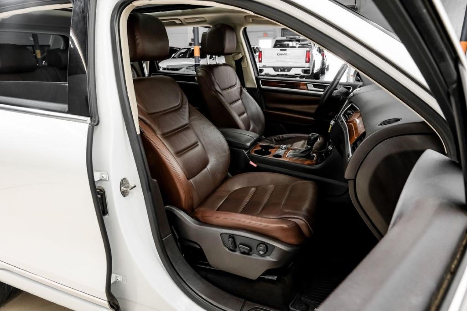 2014 Pure White /Saddle Brown Volkswagen Touareg 3.6L (WVGEF9BPXED) with an 3.6L V6 DOHC engine, Automatic transmission, located at 15300 Midway Rd., Addison, TX, 75001, (972) 702-0011, 32.958321, -96.838074- Photo#40