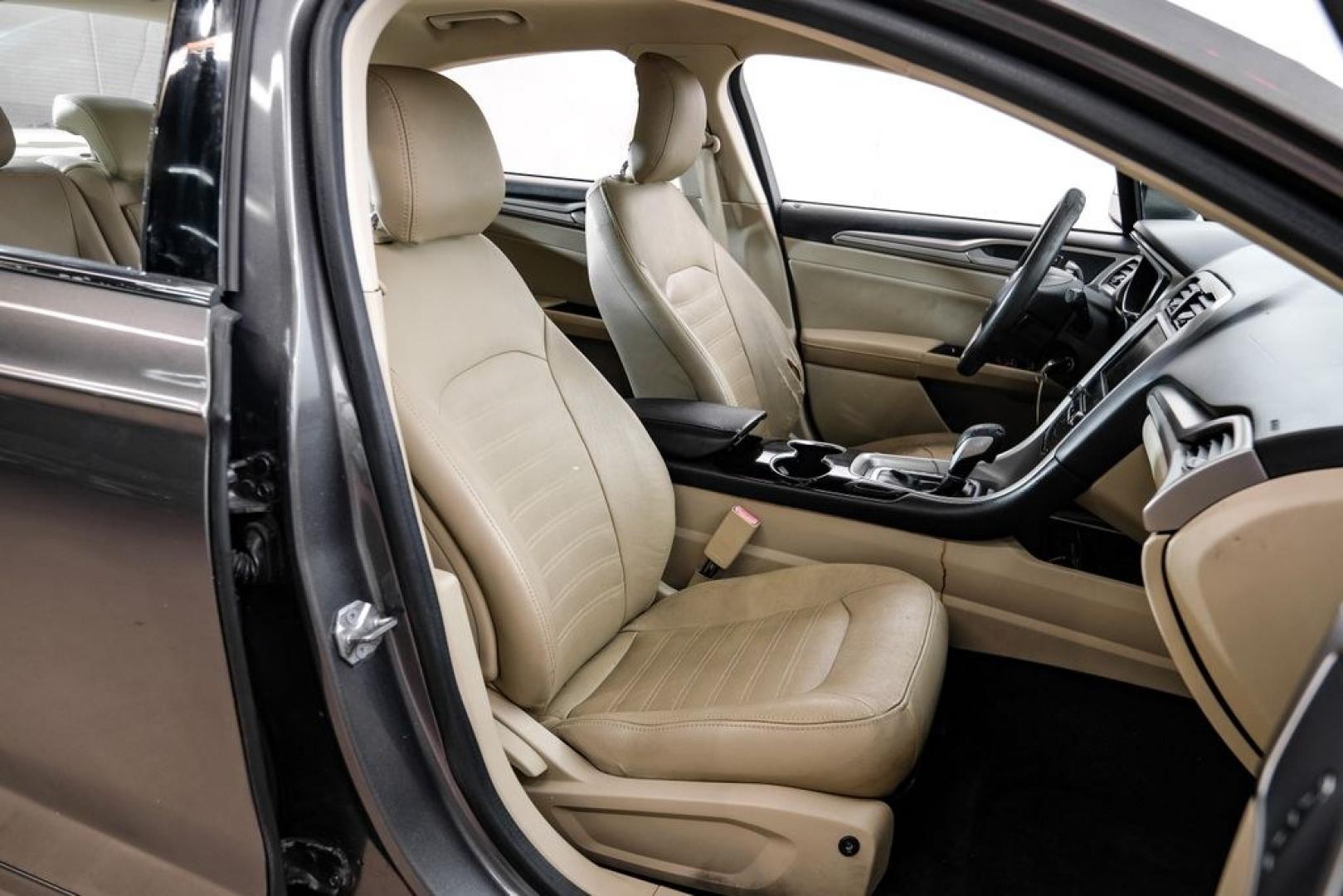 2014 Sterling Gray Metallic /Dune Ford Fusion Hybrid SE (3FA6P0LU0ER) with an 2.0L I4 Atkinson-Cycle Hybrid engine, CVT transmission, located at 15300 Midway Rd., Addison, TX, 75001, (972) 702-0011, 32.958321, -96.838074- Photo#41
