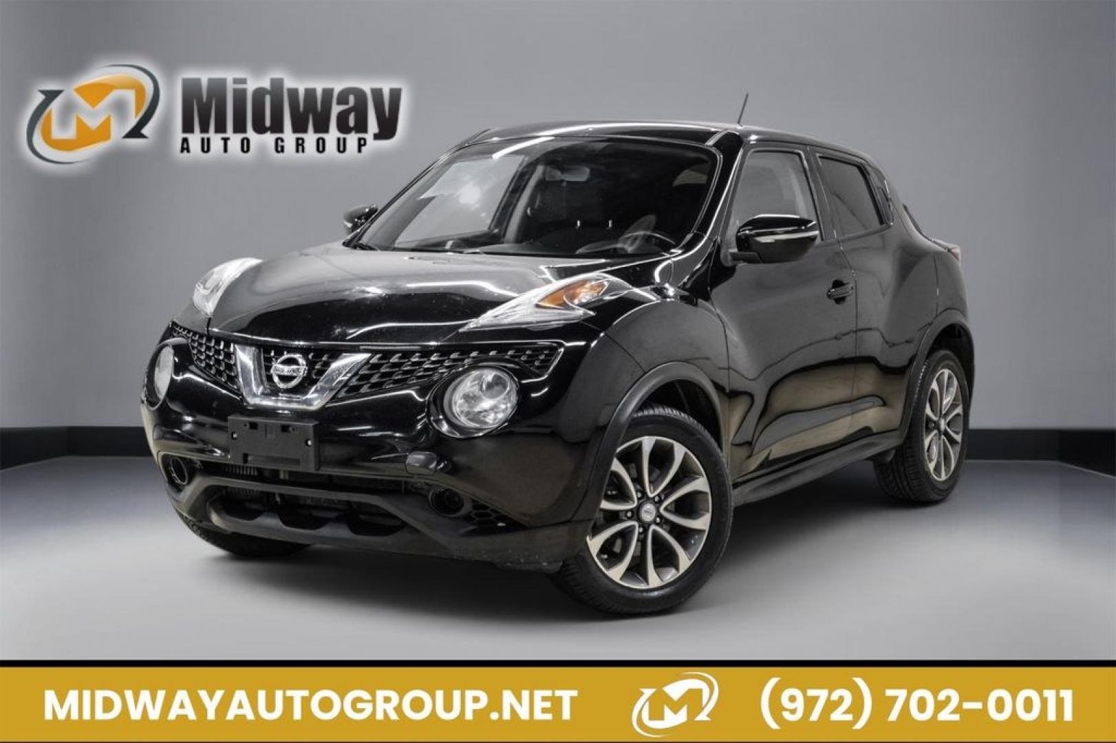 2017 Super Black /Black Nissan Juke SV (JN8AF5MR0HT) with an 1.6L I4 DOHC 16V engine, CVT transmission, located at 15300 Midway Rd., Addison, TX, 75001, (972) 702-0011, 32.958321, -96.838074- Photo#0