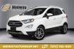2021 Diamond White /Ebony Black Ford EcoSport Titanium (MAJ3S2KE2MC) with an EcoBoost 1.0L I3 GTDi DOHC Turbocharged VCT engine, Automatic transmission, located at 15300 Midway Rd., Addison, TX, 75001, (972) 702-0011, 32.958321, -96.838074- Photo#0