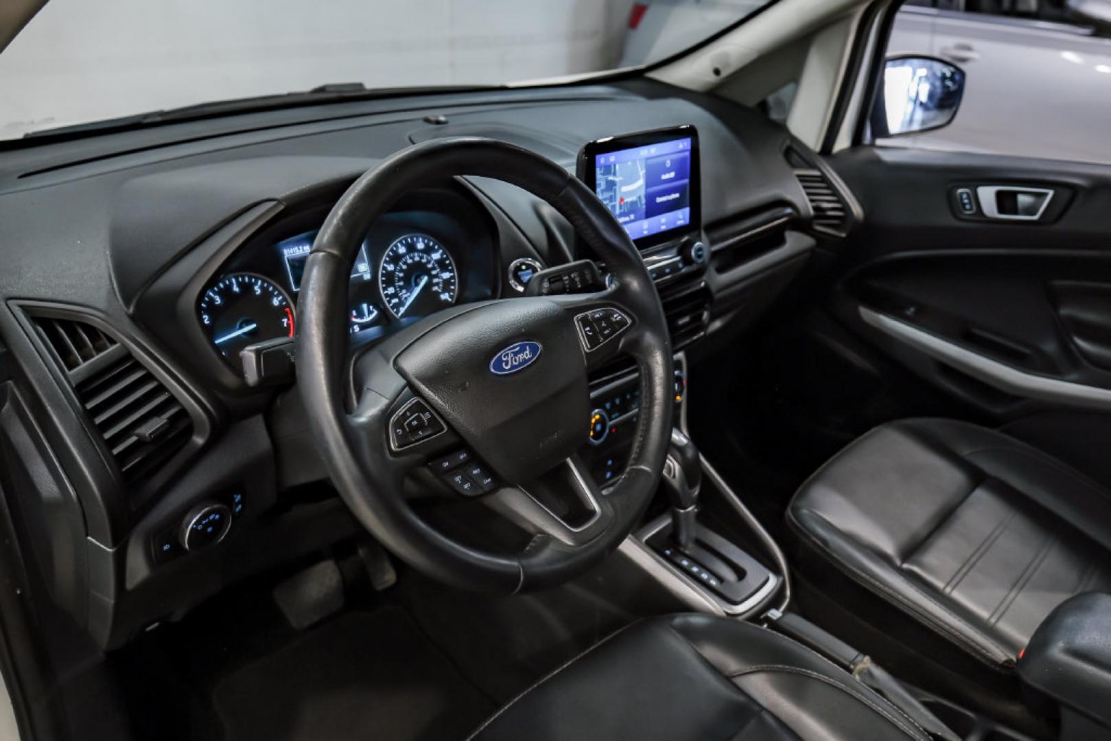 2021 Diamond White /Ebony Black Ford EcoSport Titanium (MAJ3S2KE2MC) with an EcoBoost 1.0L I3 GTDi DOHC Turbocharged VCT engine, Automatic transmission, located at 15300 Midway Rd., Addison, TX, 75001, (972) 702-0011, 32.958321, -96.838074- Photo#2