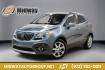 2013 Steel Gray Metallic /Titanium Buick Encore Premium (KL4CJDSB4DB) with an ECOTEC 1.4L I4 SMPI DOHC Turbocharged VVT engine, Automatic transmission, located at 15300 Midway Rd., Addison, TX, 75001, (972) 702-0011, 32.958321, -96.838074- Photo#0
