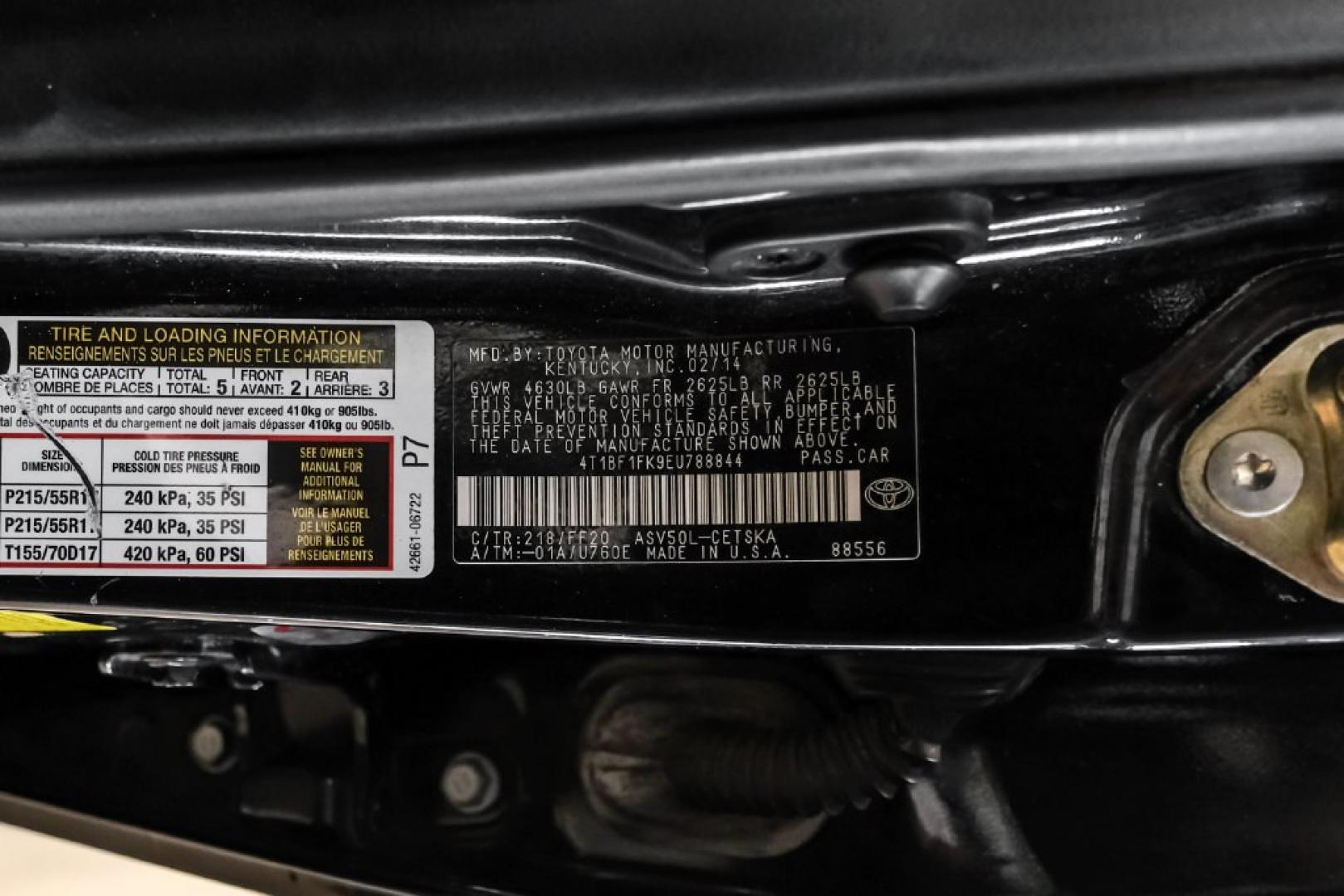 2014 Attitude Black Metallic /Black Toyota Camry SE (4T1BF1FK9EU) with an 2.5L I4 SMPI DOHC engine, Automatic transmission, located at 15300 Midway Rd., Addison, TX, 75001, (972) 702-0011, 32.958321, -96.838074- Photo#50