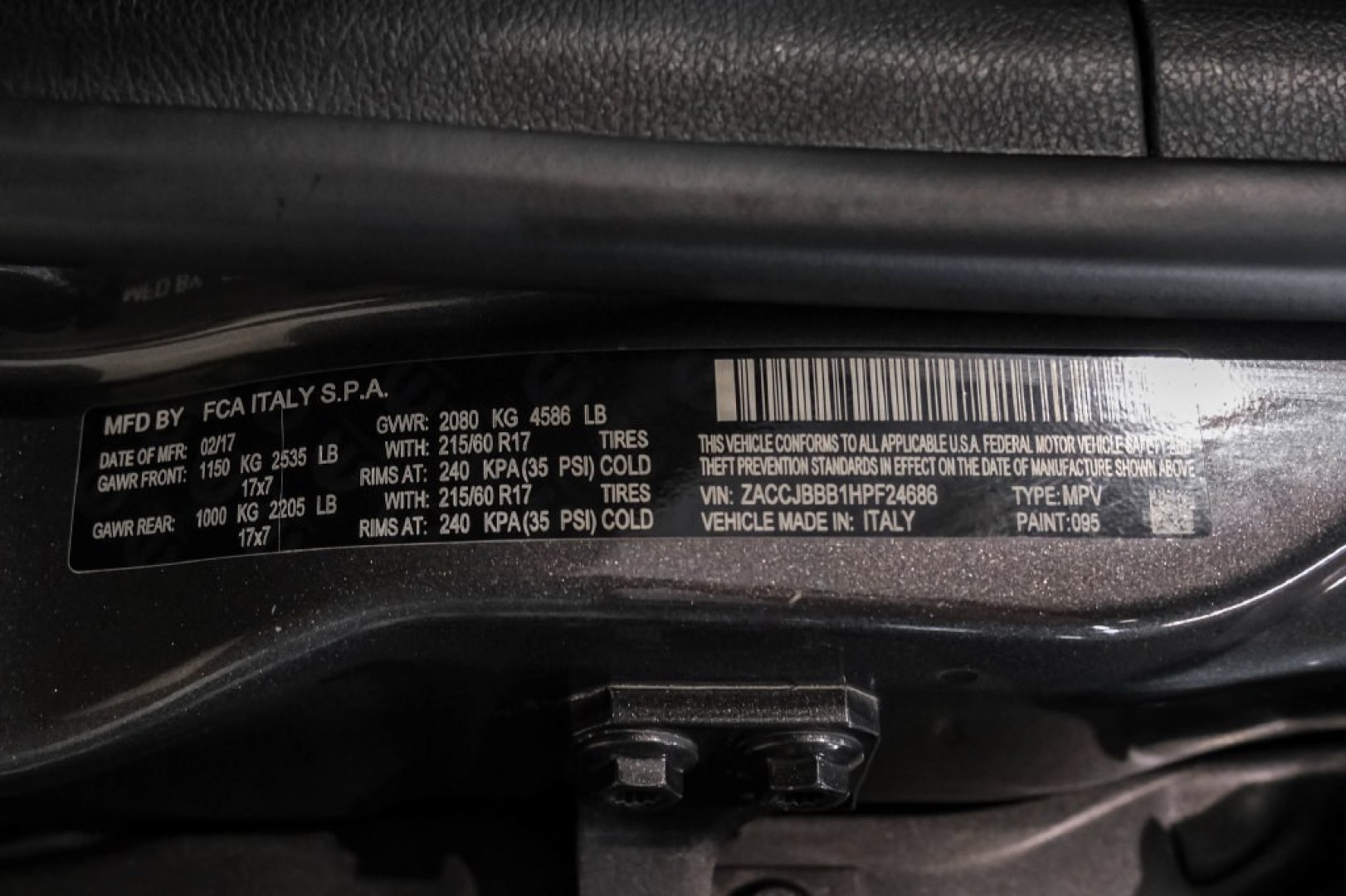 2017 Crystal Metallic /Black Jeep Renegade Latitude (ZACCJBBB1HP) with an 2.4L I4 MultiAir engine, Automatic transmission, located at 15300 Midway Rd., Addison, TX, 75001, (972) 702-0011, 32.958321, -96.838074- Photo#52