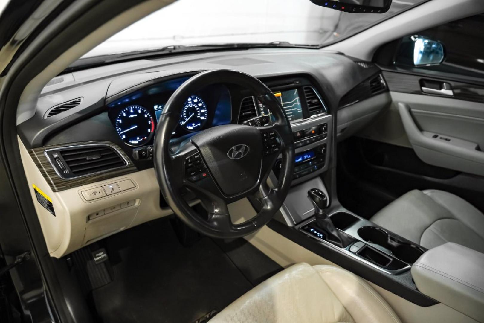 2015 Phantom Black /Gray Hyundai Sonata Limited (5NPE34AF4FH) with an 2.4L I4 DGI DOHC 16V ULEV II 185hp engine, Automatic transmission, located at 15300 Midway Rd., Addison, TX, 75001, (972) 702-0011, 32.958321, -96.838074- Photo#2