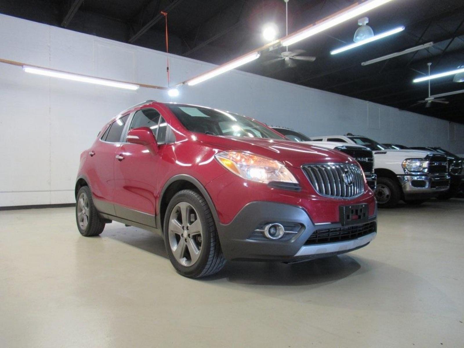 2014 Ruby Red Metallic /Ebony Buick Encore Leather (KL4CJCSBXEB) with an ECOTEC 1.4L I4 SMPI DOHC Turbocharged VVT engine, Automatic transmission, located at 15300 Midway Rd., Addison, TX, 75001, (972) 702-0011, 32.958321, -96.838074 - Photo #1