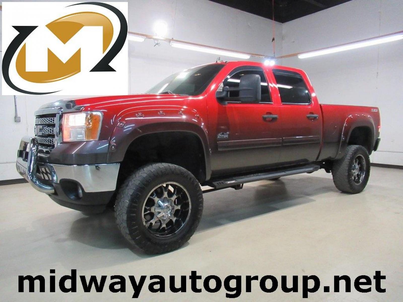 2014 Fire Red /Ebony GMC Sierra 2500HD SLE (1GT120CG0EF) with an Vortec 6.0L V8 SFI Flex Fuel VVT engine, Automatic transmission, located at 15300 Midway Rd., Addison, 75001, (972) 702-0011, 32.958321, -96.838074 - HOME OF THE NO HAGGLE PRICE - WHOLESALE PRICES TO THE PUBLIC!! 4WD, Bluetooth, Hands Free Connectivity, Navigation, Premium Audio, Backup Camera, Sierra 2500HD SLE ROCKY RIDGE PACKAGE, 4D Crew Cab, Vortec 6.0L V8 SFI Flex Fuel VVT, 6-Speed Automatic HD Electronic with Overdrive, 4WD, Fire Red, Ebony - Photo #0